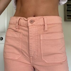 Adorable Peach Colored Cropped Wide Leg Pants